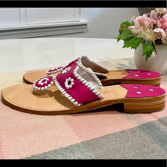 NEW Jack Rogers Navajo Sandals Hot Pink & White - Picture 4 of 6